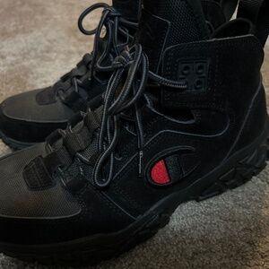 Champion Tank Grid Buc Black Nubuck Leather Lace Up Boots youth size 6